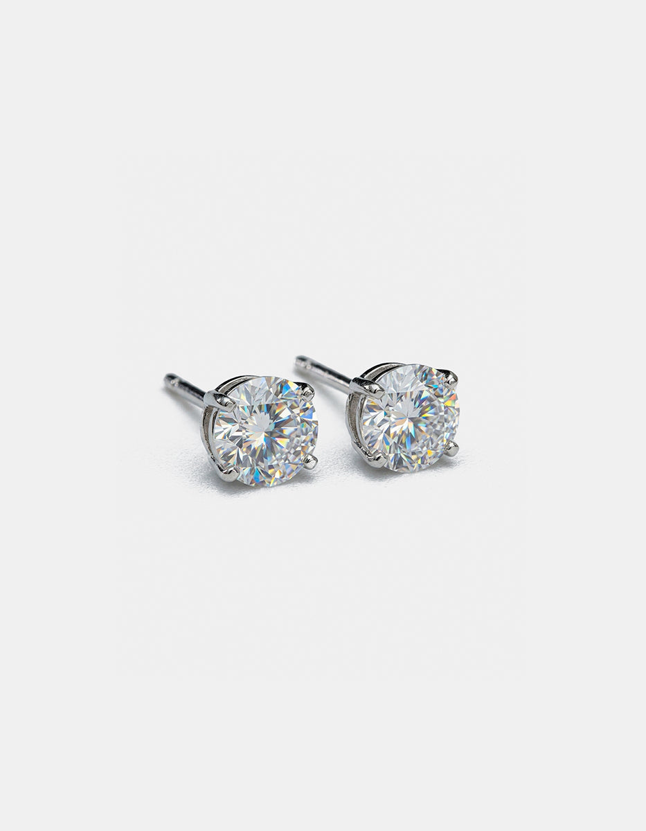 Aretes de plata .925 y topacio blanco de 5 mm en corte brillante Festive Style