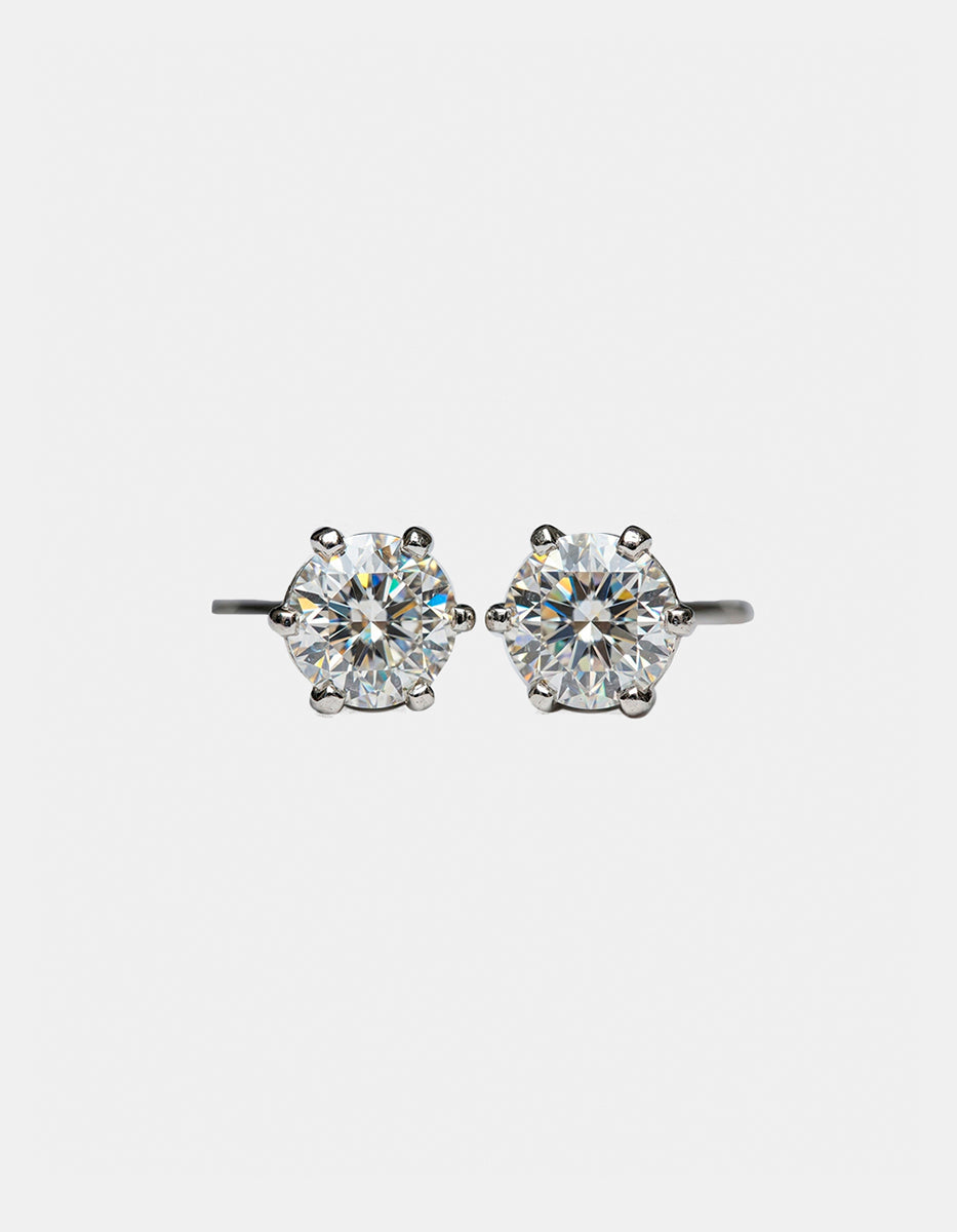 Aretes de plata .925 y topacio blanco de 5 mm en corte brillante Festive Style