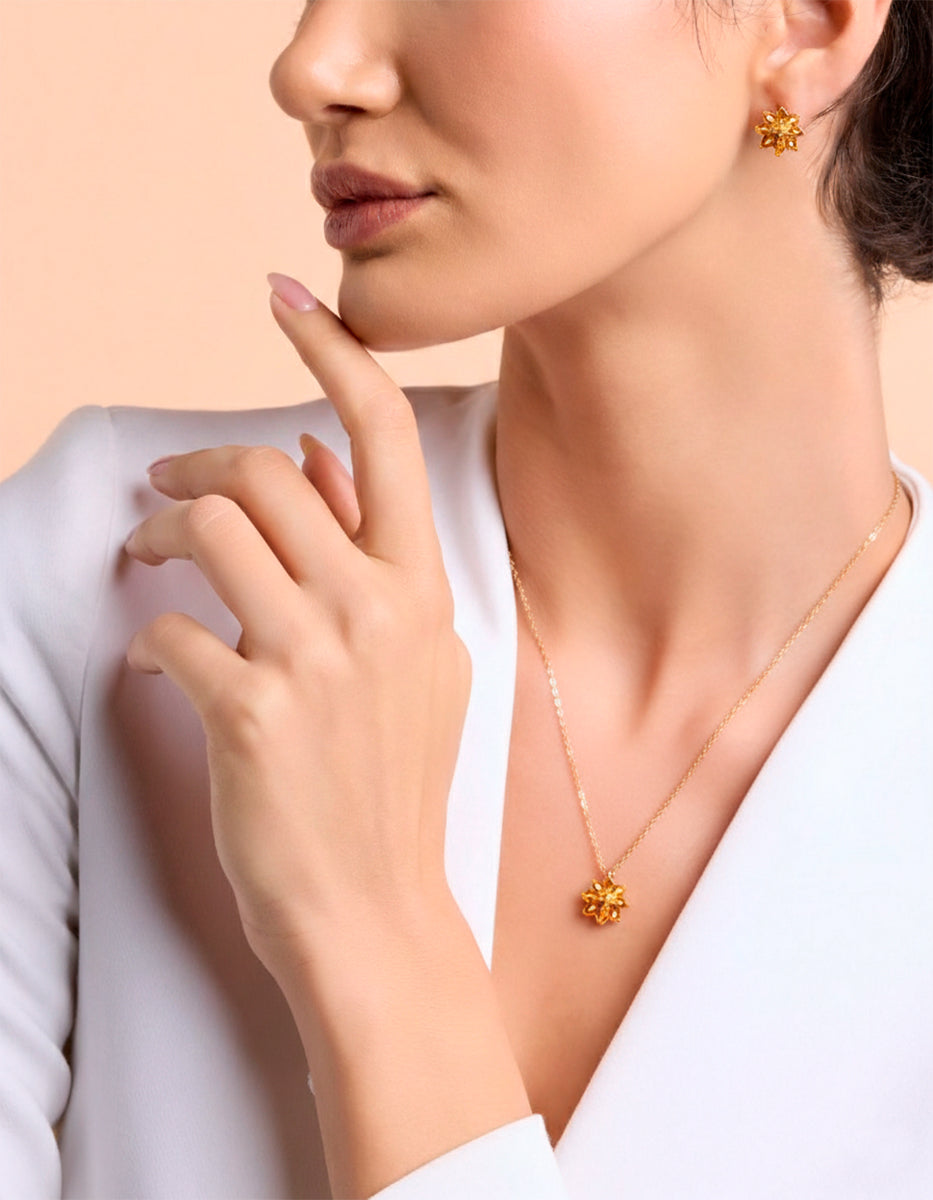 Set de Collar y aretes de flor