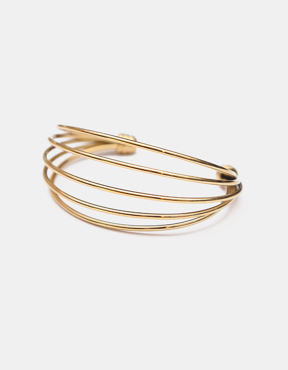 Brazalete oro laminado 22 kt con 4 líneas Golden Chic