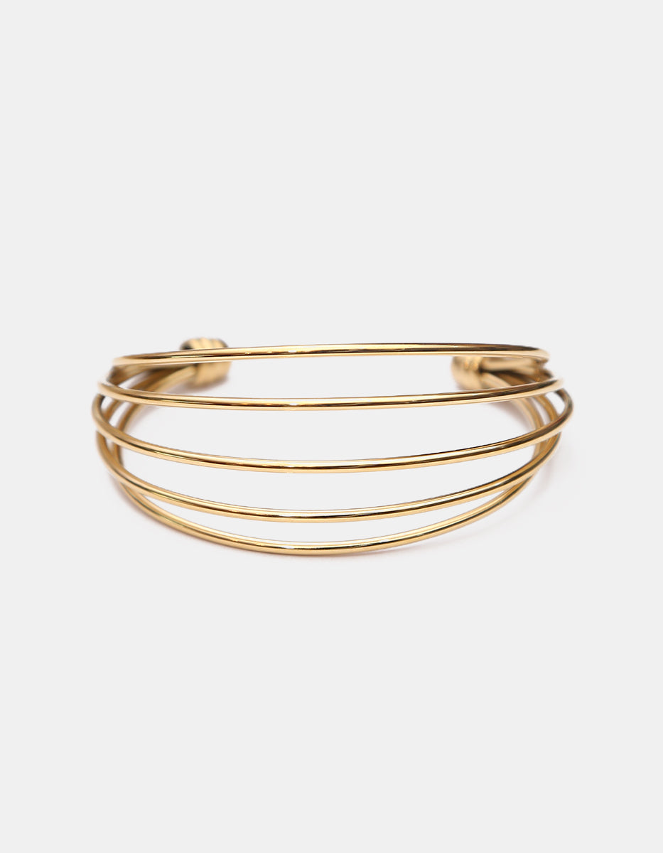 Brazalete oro laminado 22 kt con 4 líneas Golden Chic
