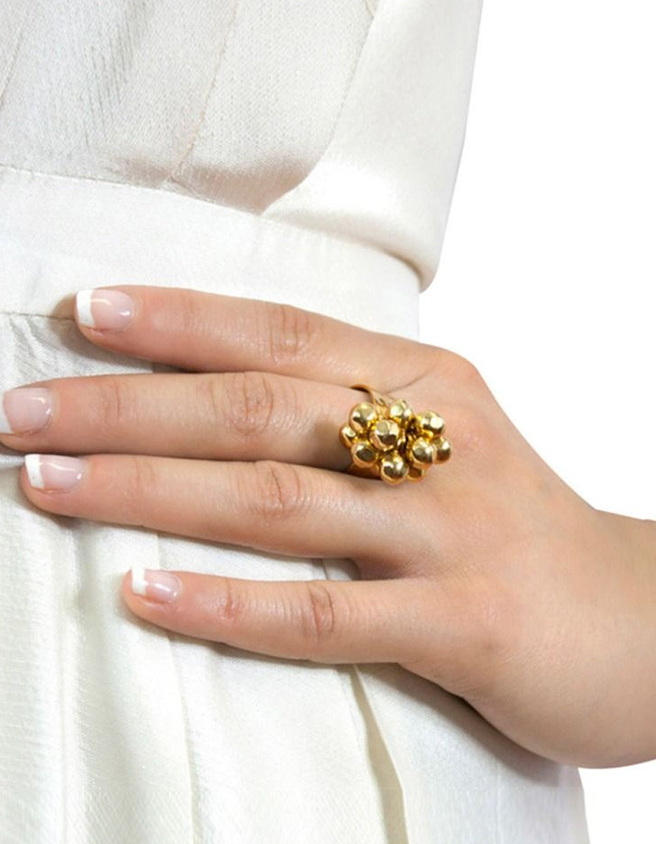 Anillo Plata Dorado Bolas Martelinadas Reflections