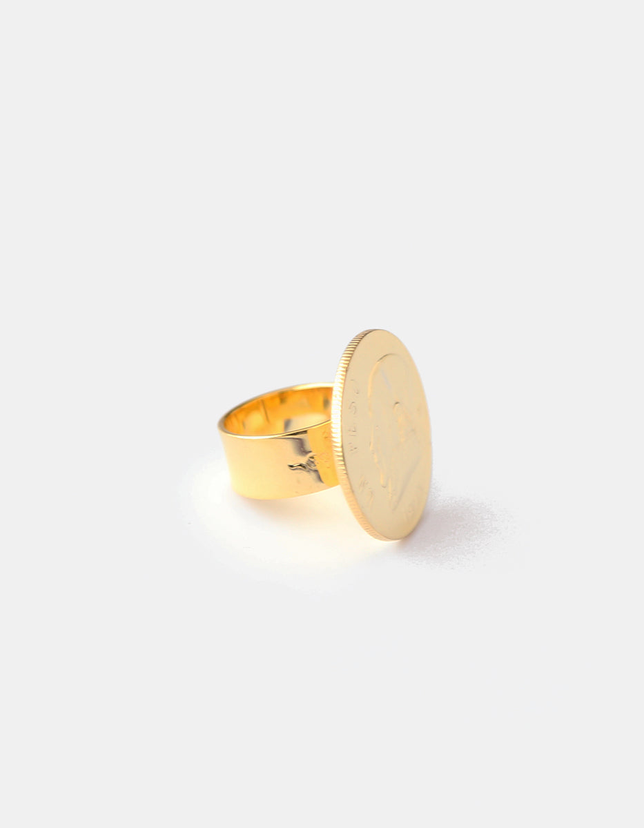 Anillo ajustable con Moneda de Un Peso Morelos en Baño de Oro de 22kt