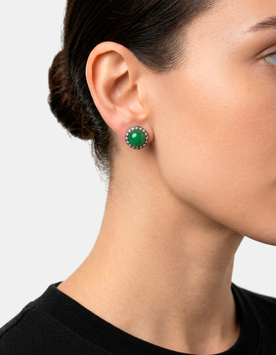 Aretes de plata .925 y Jade en tono verde Marquesa