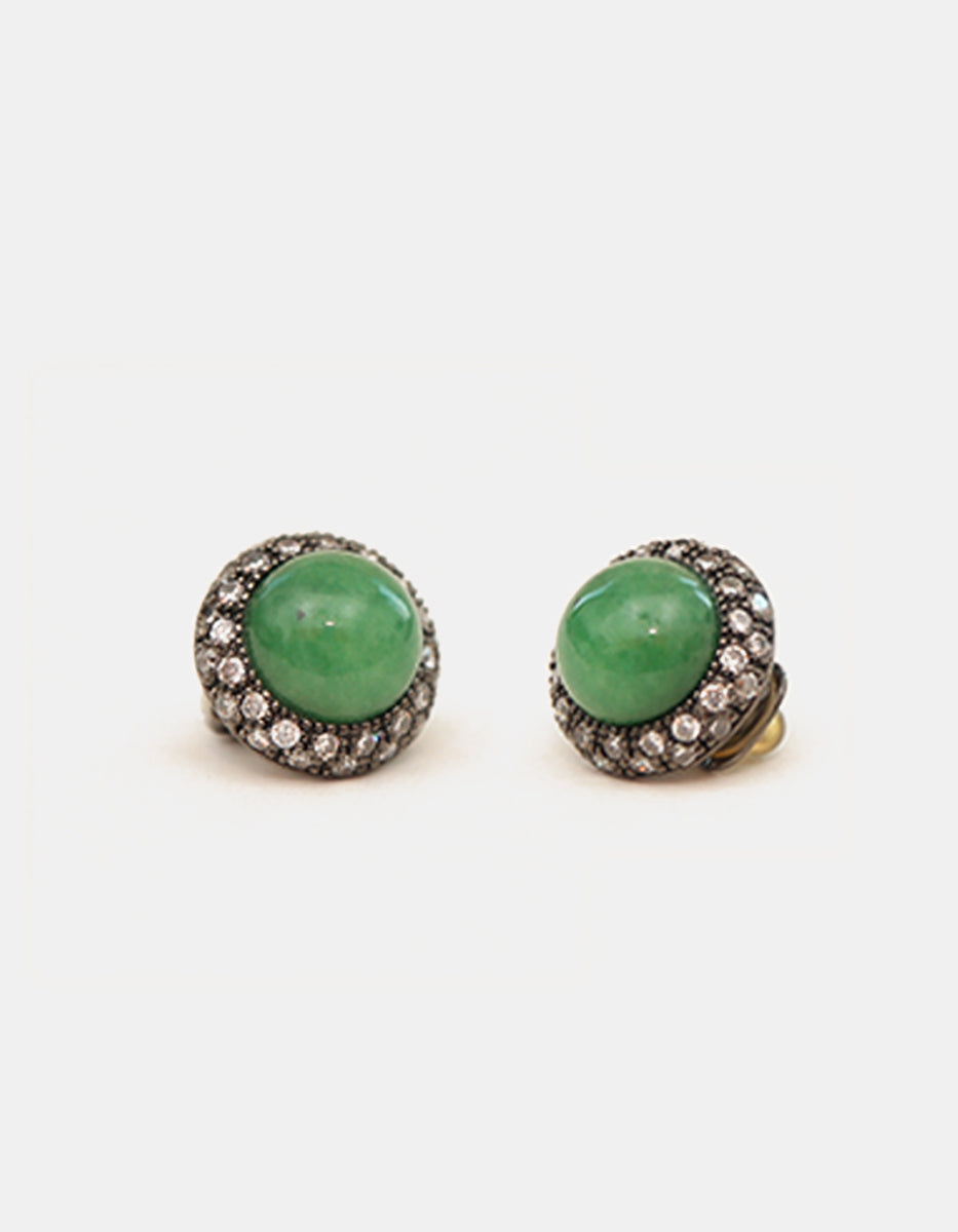 Aretes de plata .925 y Jade en tono verde Marquesa