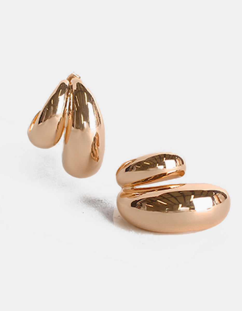 Aretes Oro laminado media luna doble Golden Chic