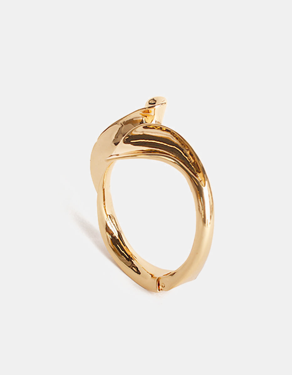 Brazalete de oro laminado de 22kt orgánico con inspiración floral Golden Chic