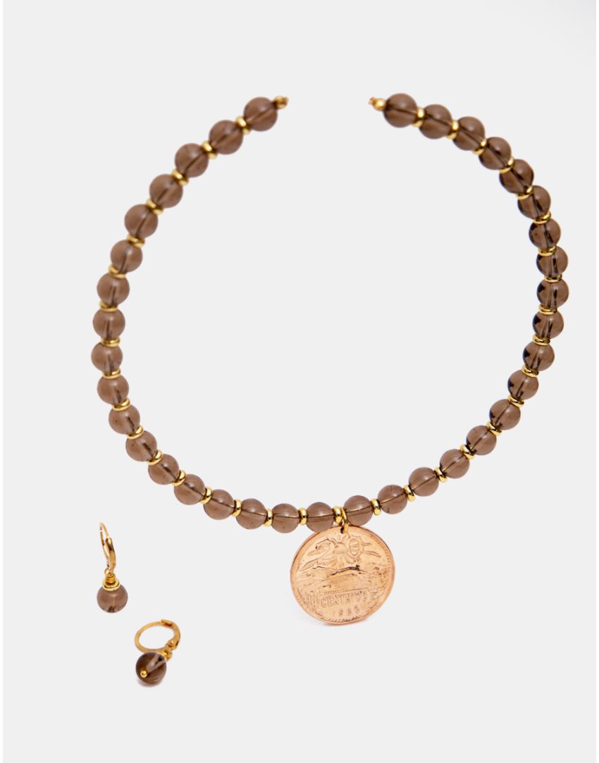Set de Gargantilla con moneda y arracadas mini
