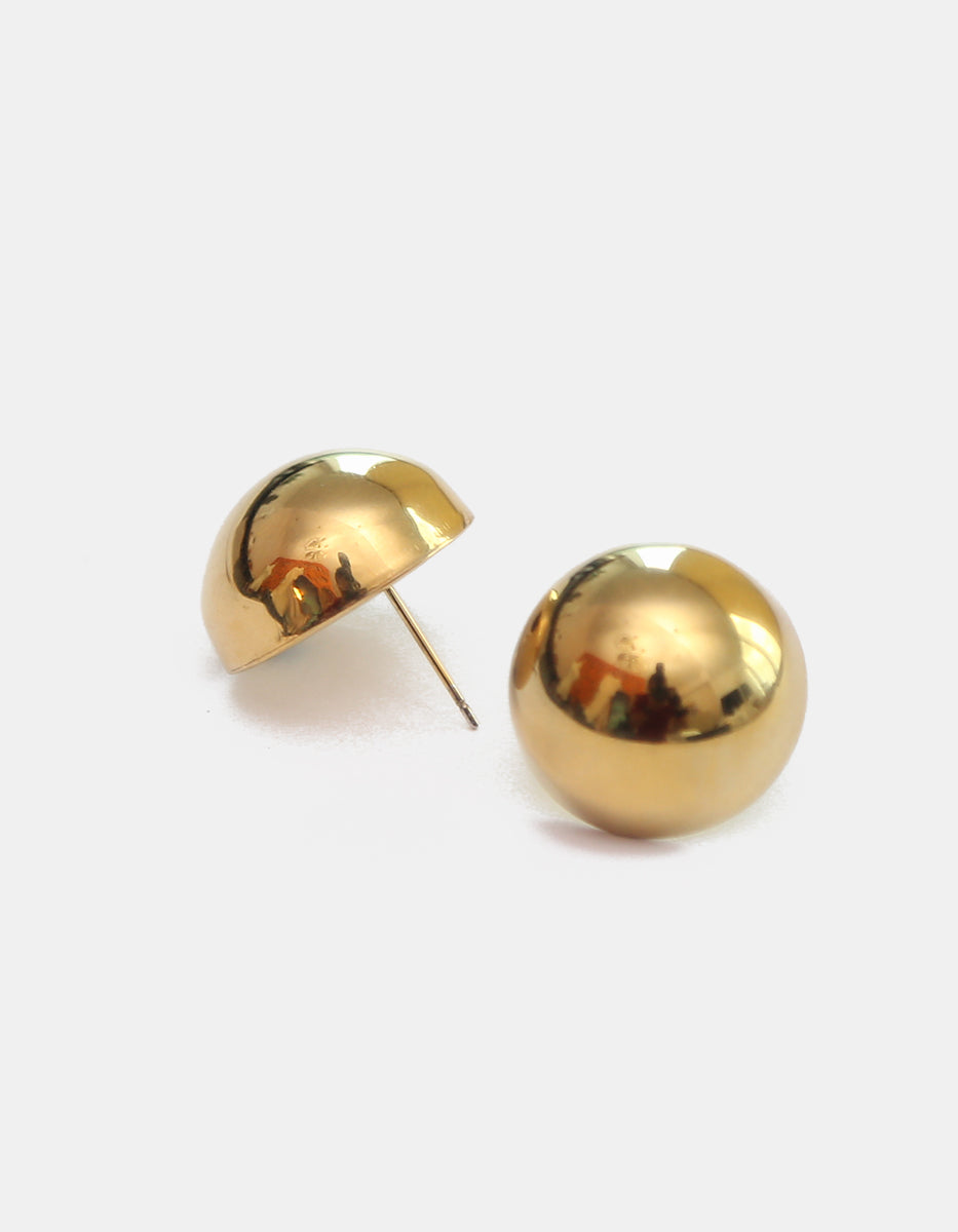 Aretes estilo domo esférico en oro laminado de 22kt Golden Chic