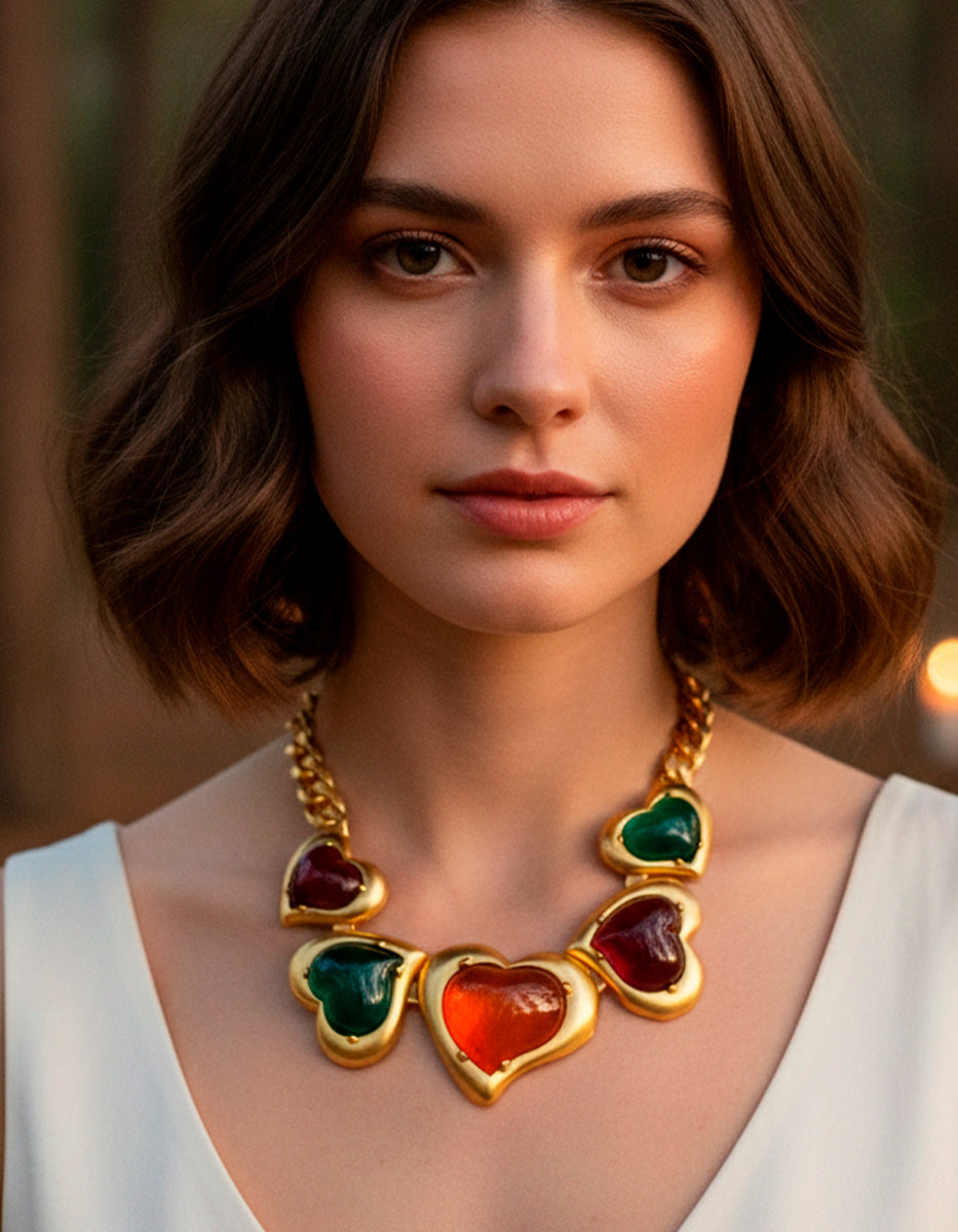 Collar de corazones en Oro laminado 22kt Love Story