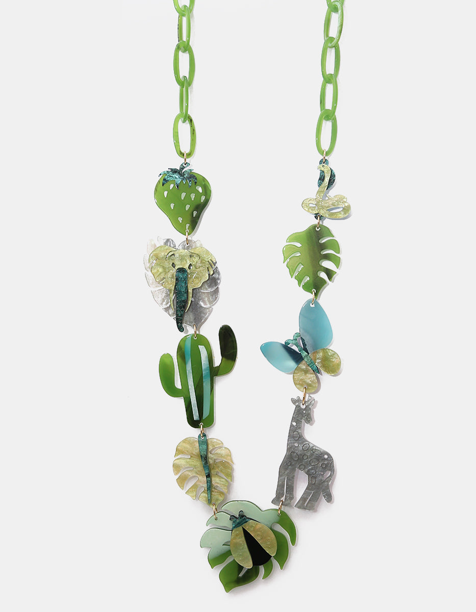 Collar articulado gold-filled con baquelita verde safari Ultramar