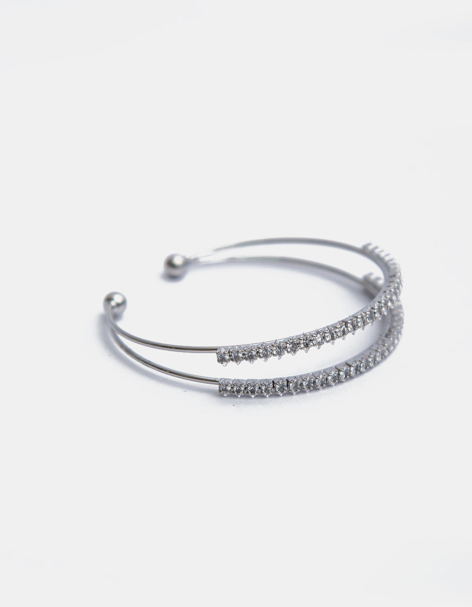 Brazalete en baño de platino con topacio blanco de 5.3 cm Festive Style