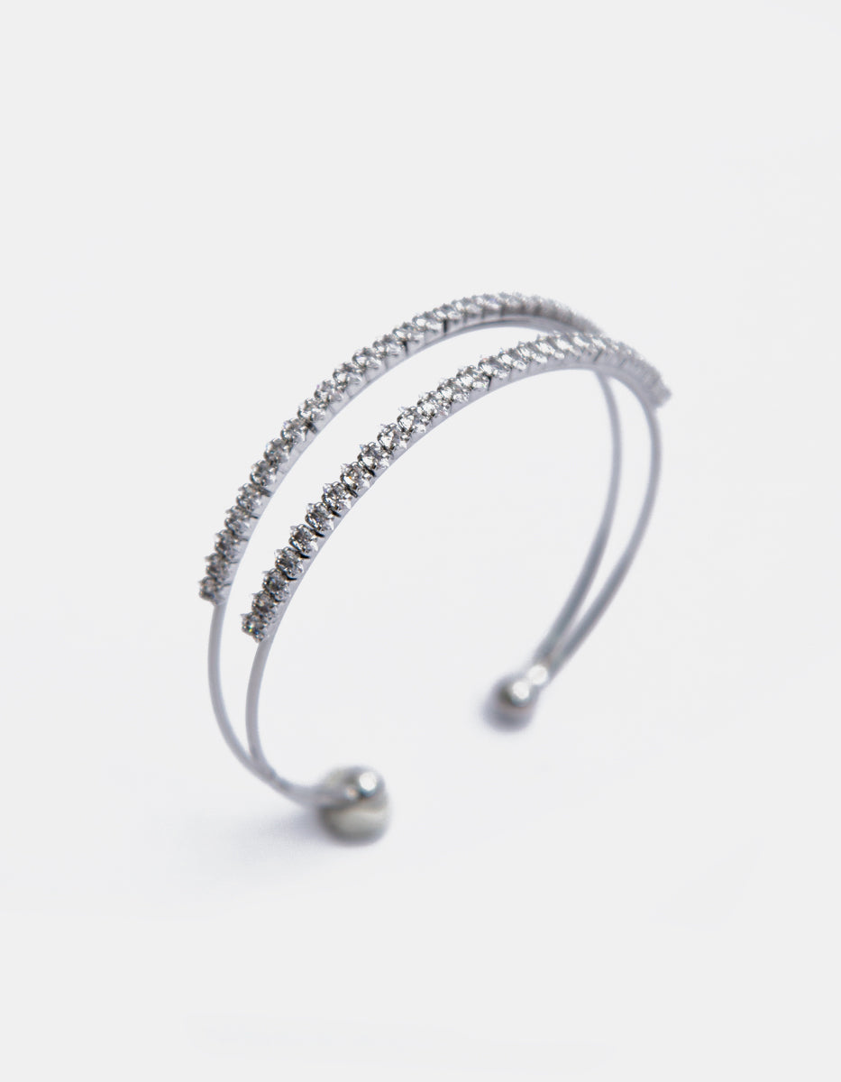 Brazalete en baño de platino con topacio blanco de 5.3 cm Festive Style