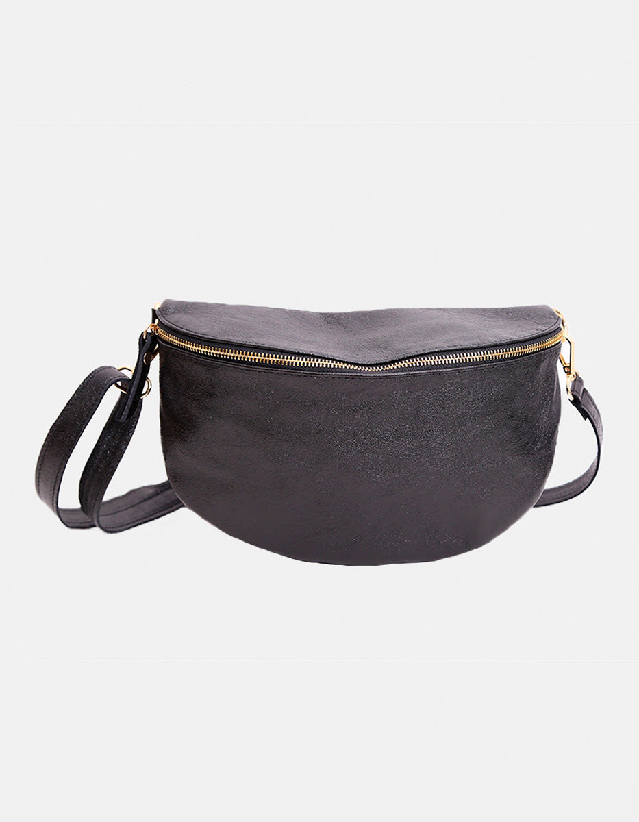 Chest Bag de Piel Color Ágata Negro Glam Bags