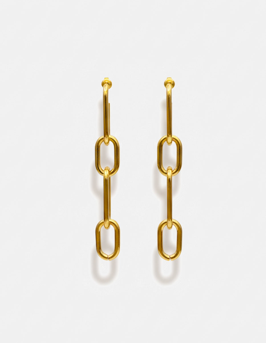 Aretes eslabones baño oro 22kt Dallas