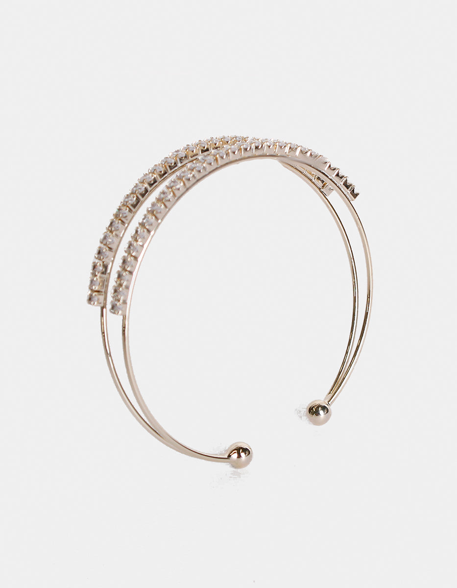 Brazalete doble hilo con topacios blancos Festive Style