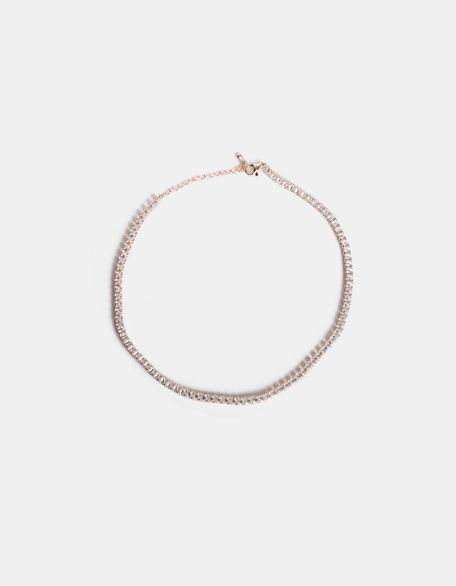 Collar en baño de oro de 22 kt con topacios blancos en corte Asscher Festive Style