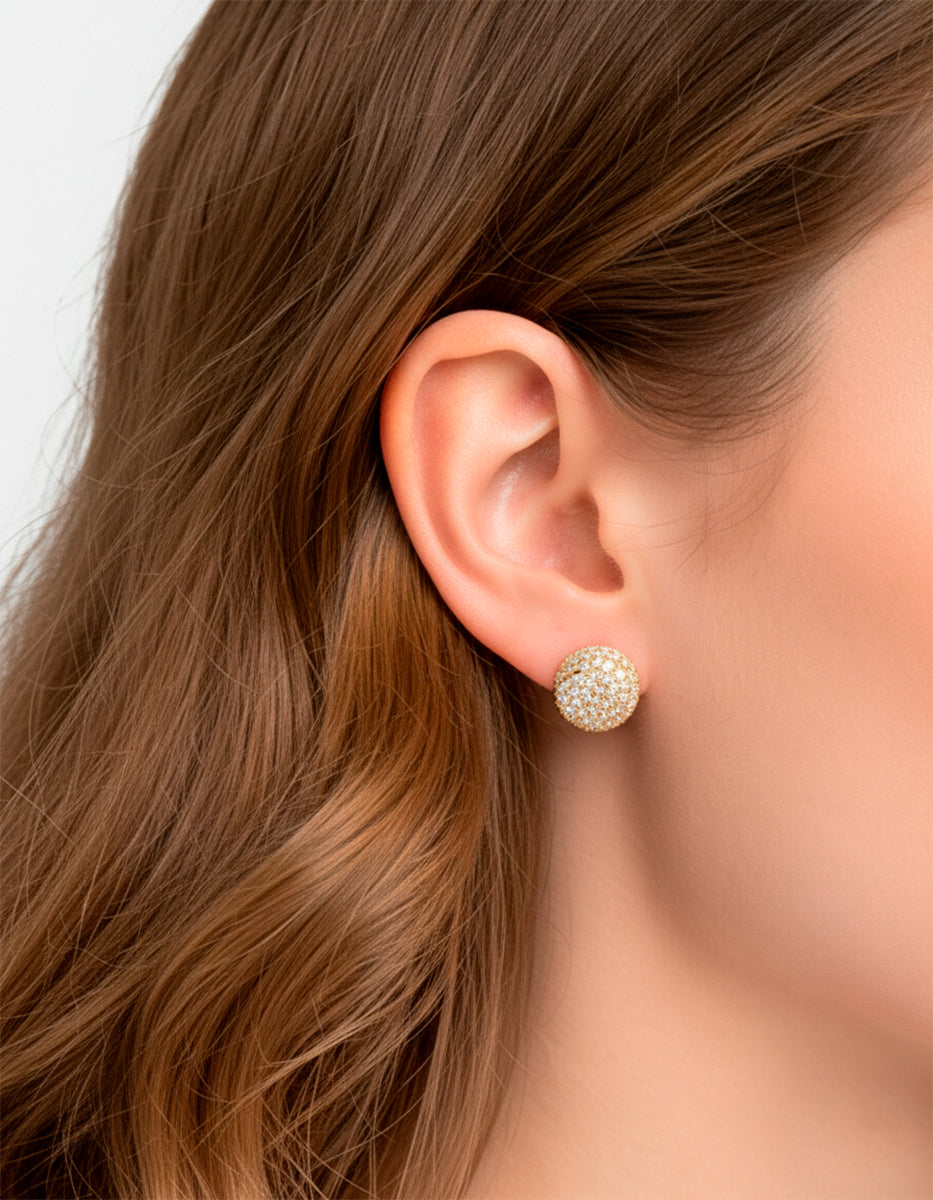 Aretes en forma circular con topacios blancos Festive Style