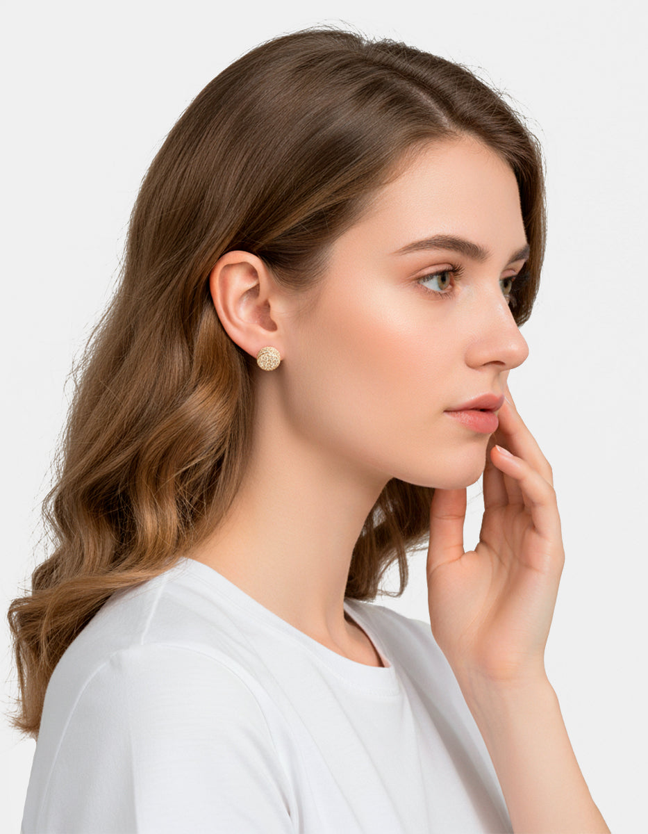 Aretes en forma circular con topacios blancos Festive Style