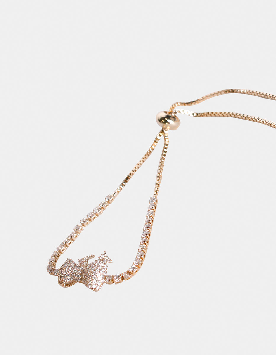 Pulsera ajustable con moño y topacios blancos Festive Style