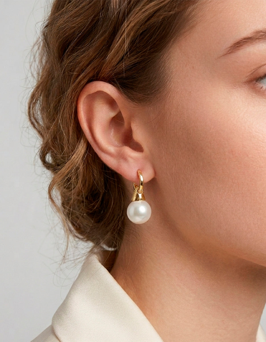 Arracadas mini con perla mabe y topacios blancos Festive Style