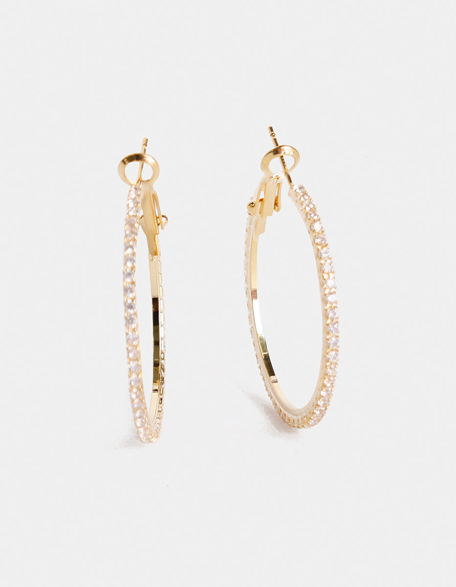 Arracadas con topacios blancos redondos grandes Festive Style