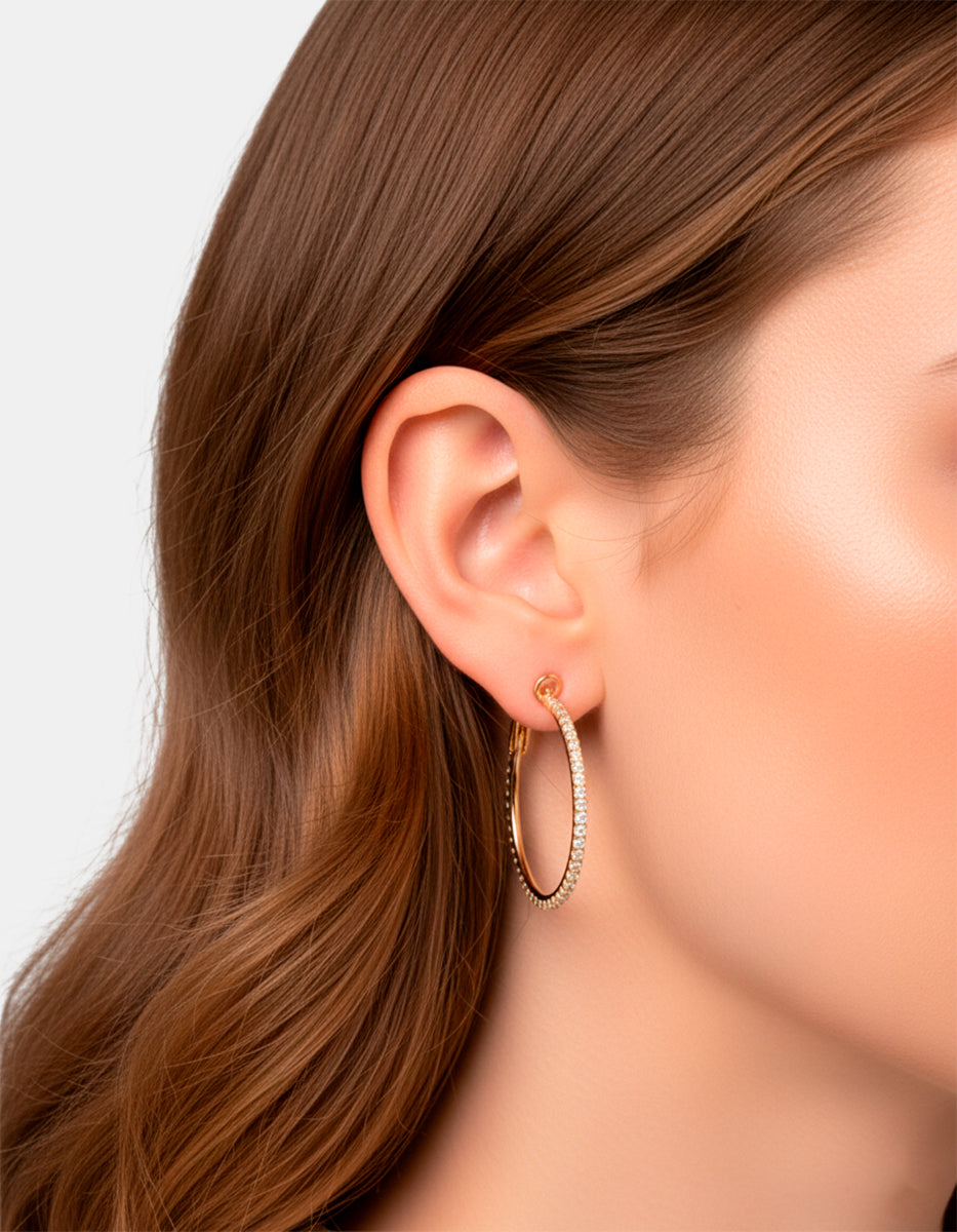 Arracadas con topacios blancos redondos grandes Festive Style