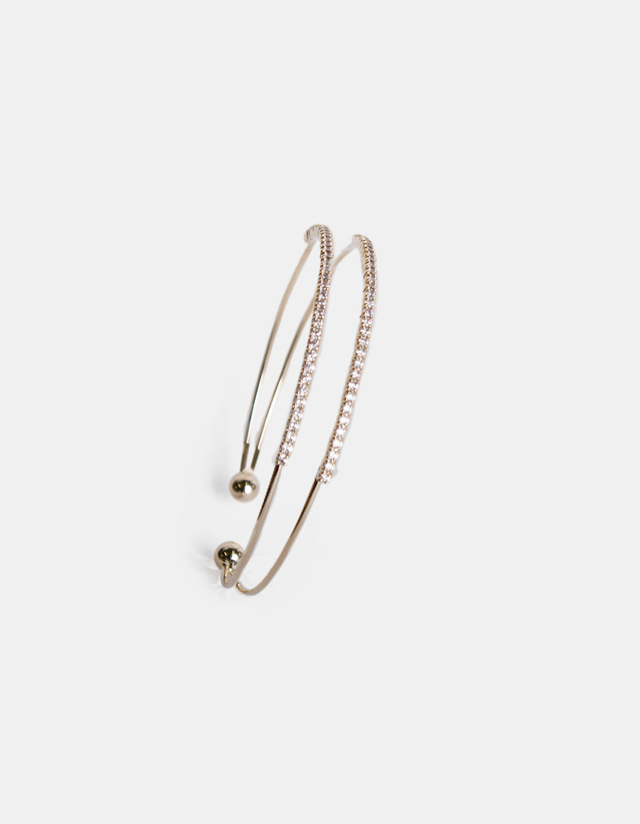Brazalete con doble hilo y topacios blancos Festive Style