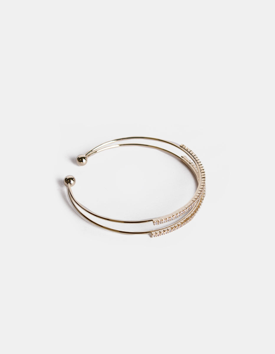 Brazalete con doble hilo y topacios blancos Festive Style