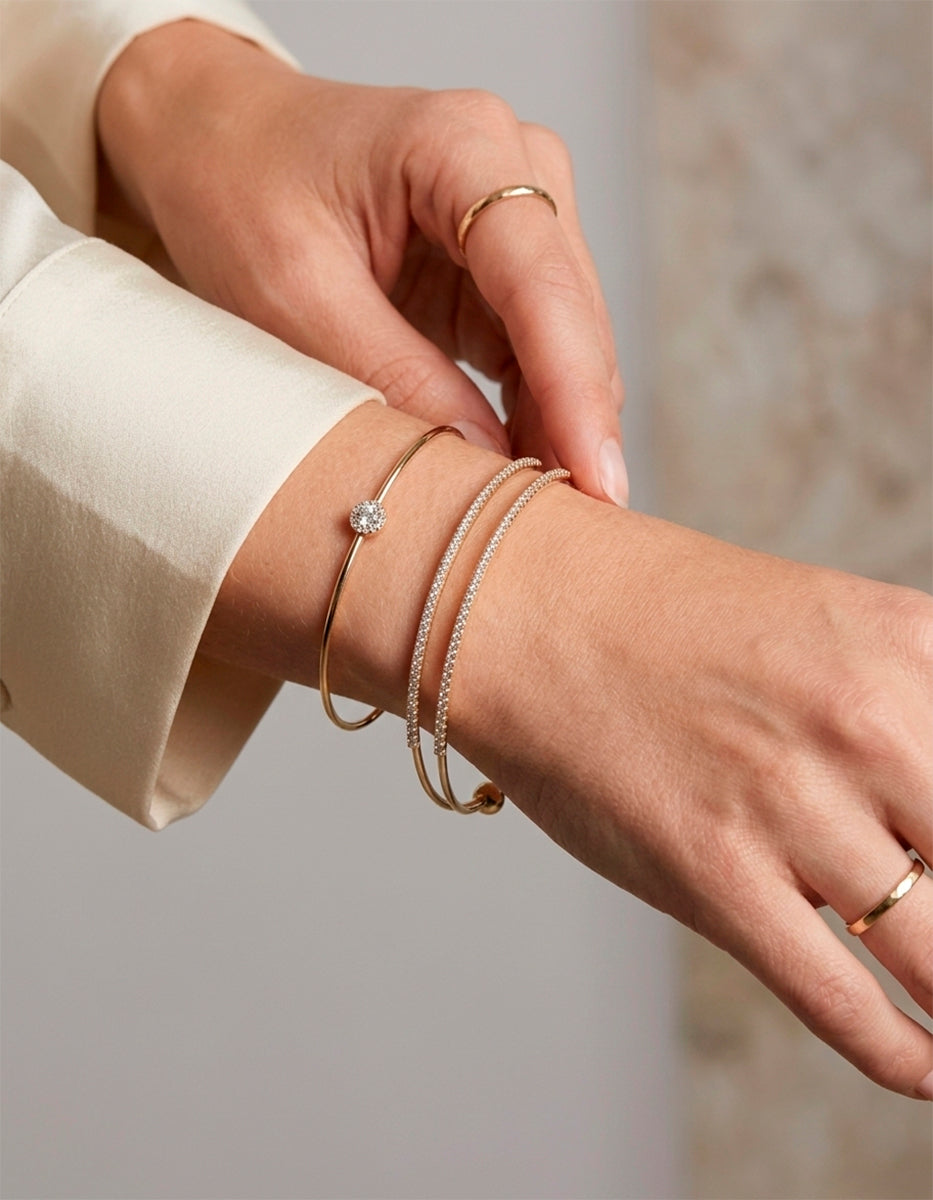 Brazalete con doble hilo y topacios blancos Festive Style