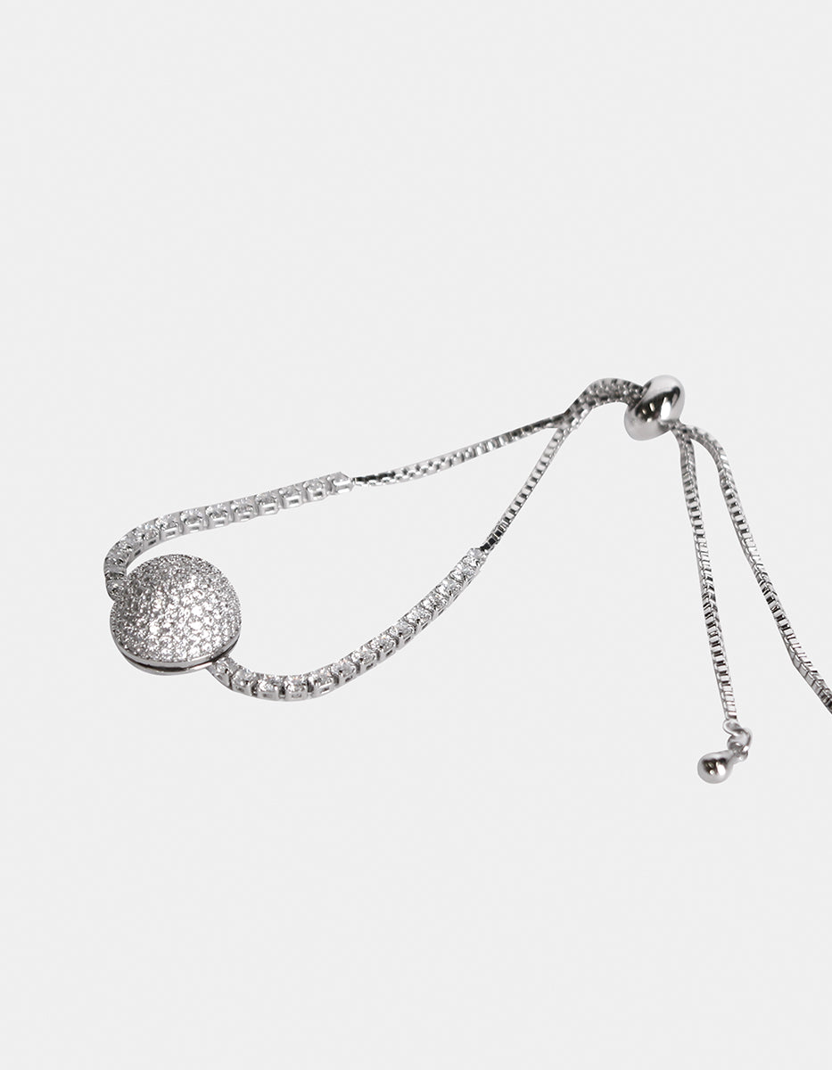 Pulsera ajustable esfera movimiento y topacios blancos Festive Style