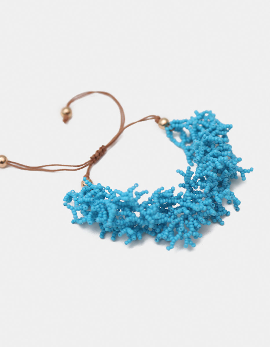 Pulsera ajustable Goldfield 18K & cuentas turquesa en forma de coral Ultramar