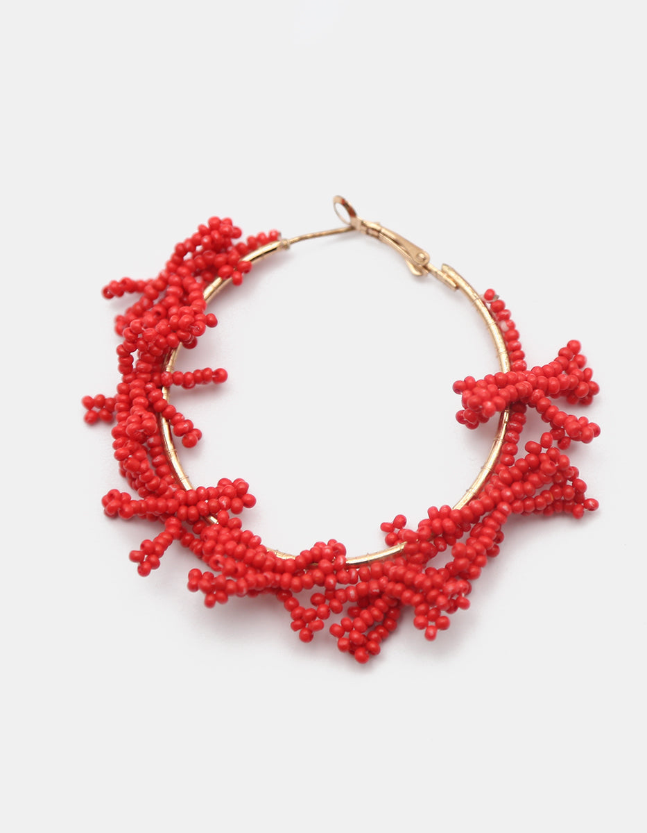 Arracadas oro laminado 18 kt con cuentas rojas Ultramar
