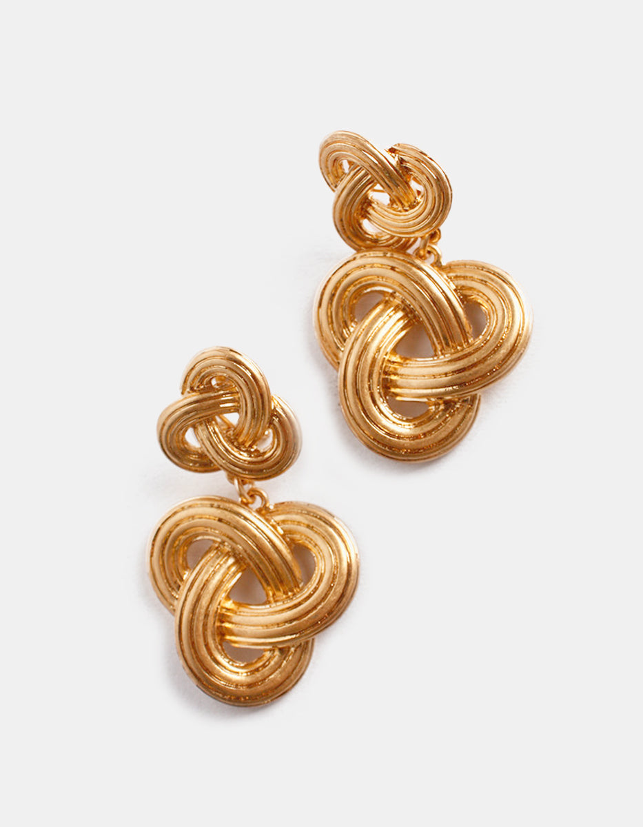 Aretes Oro laminado mate entrelazado doble Golden Chic