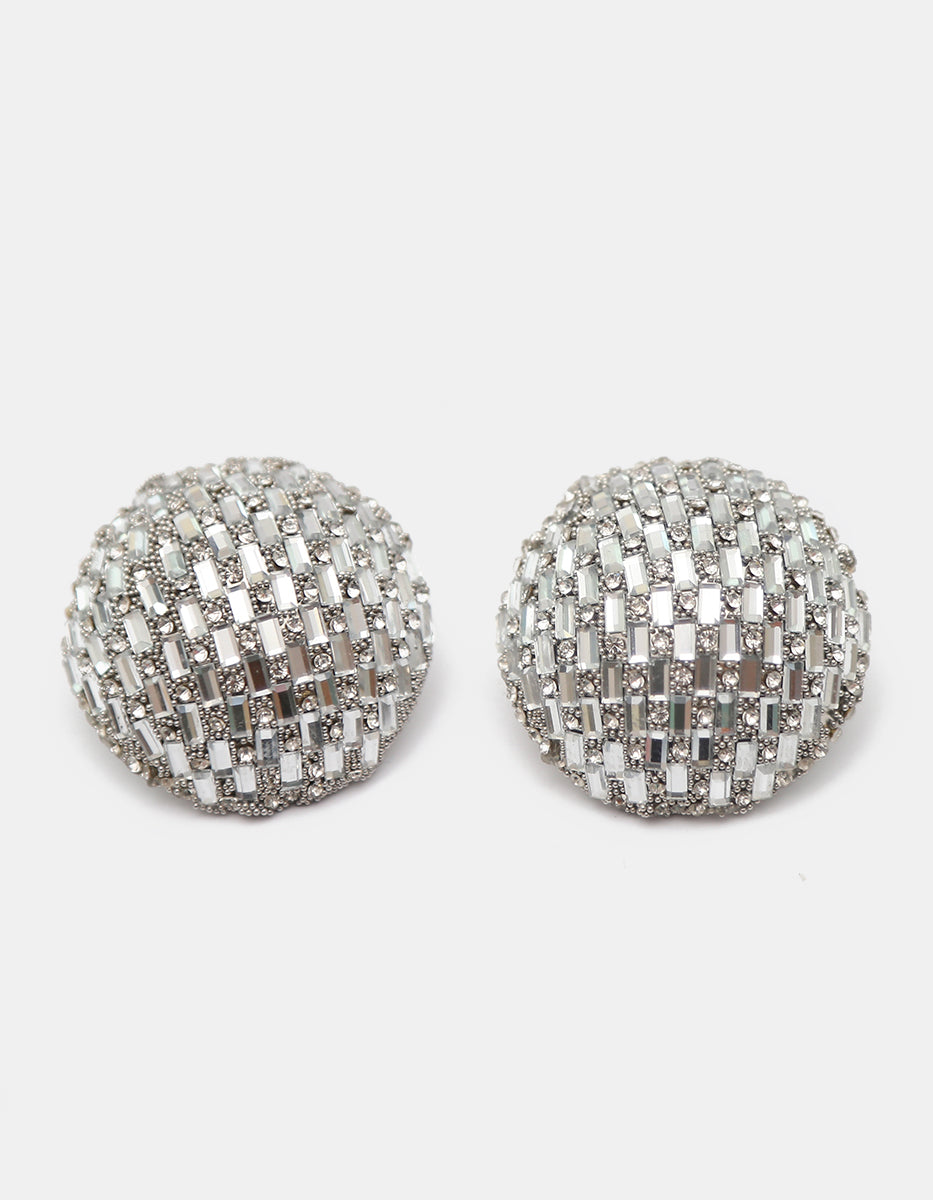 Aretes en baño de platino con topacios blancos corte baguette