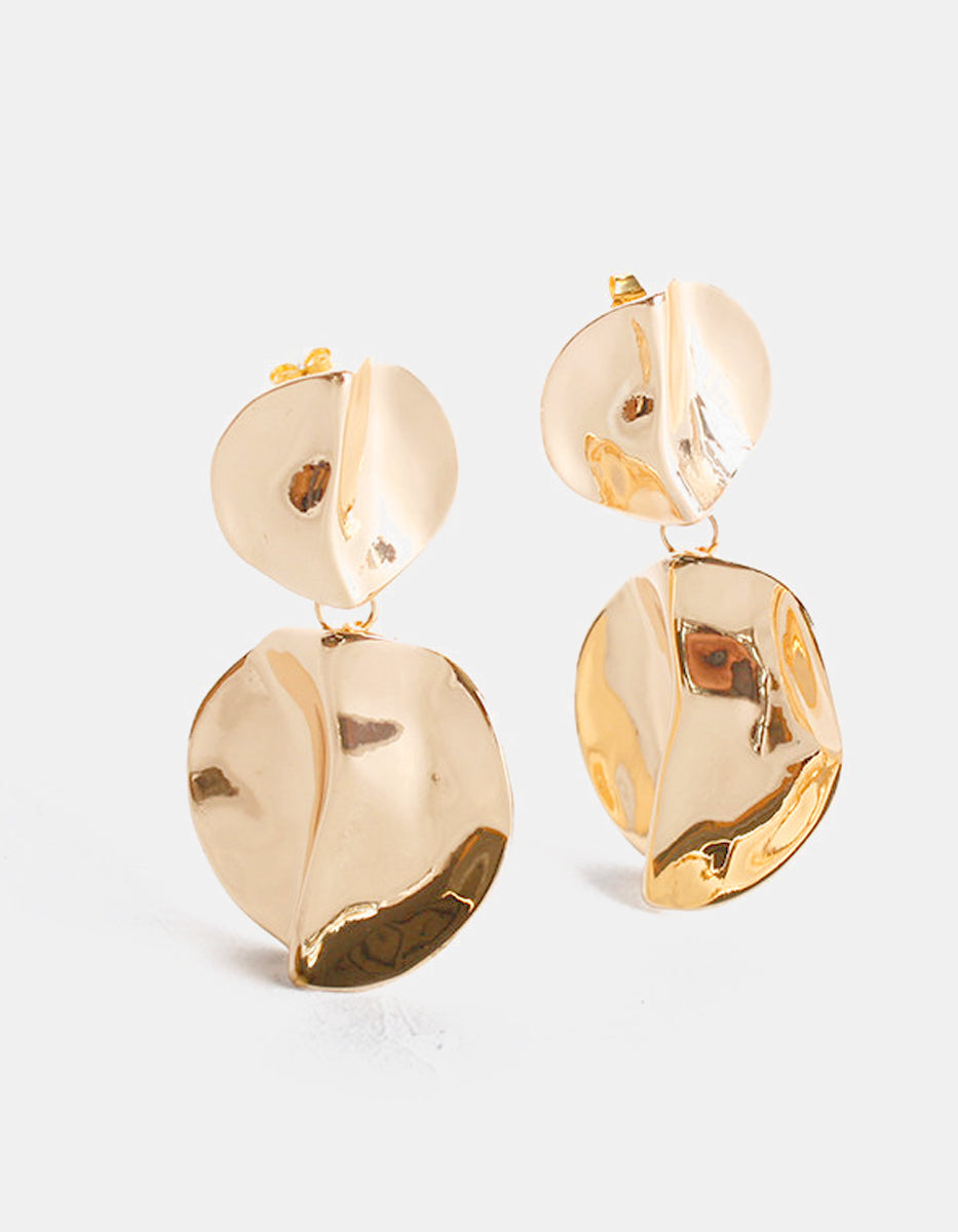 Aretes Oro laminado 4 círculos orgánicos Golden Chic