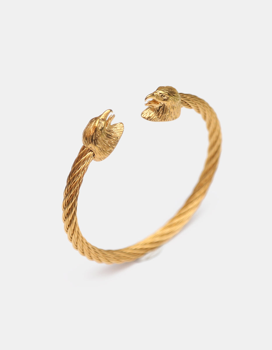 Brazalete oro laminado torzal con cabezas aguila
