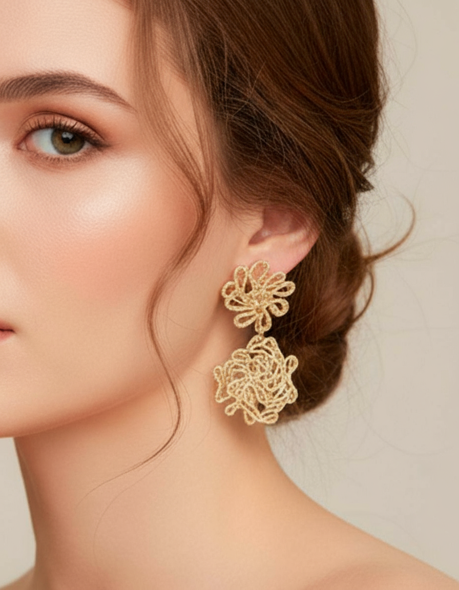 Arete candelabro doble circulo & 1500 topacios blancos montados corte diamante Infinito Elite