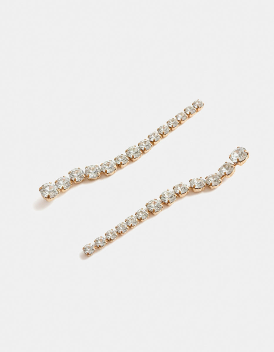 Aretes en metal noble con baño de platino y topacios blancos en corte brillante Festive Style