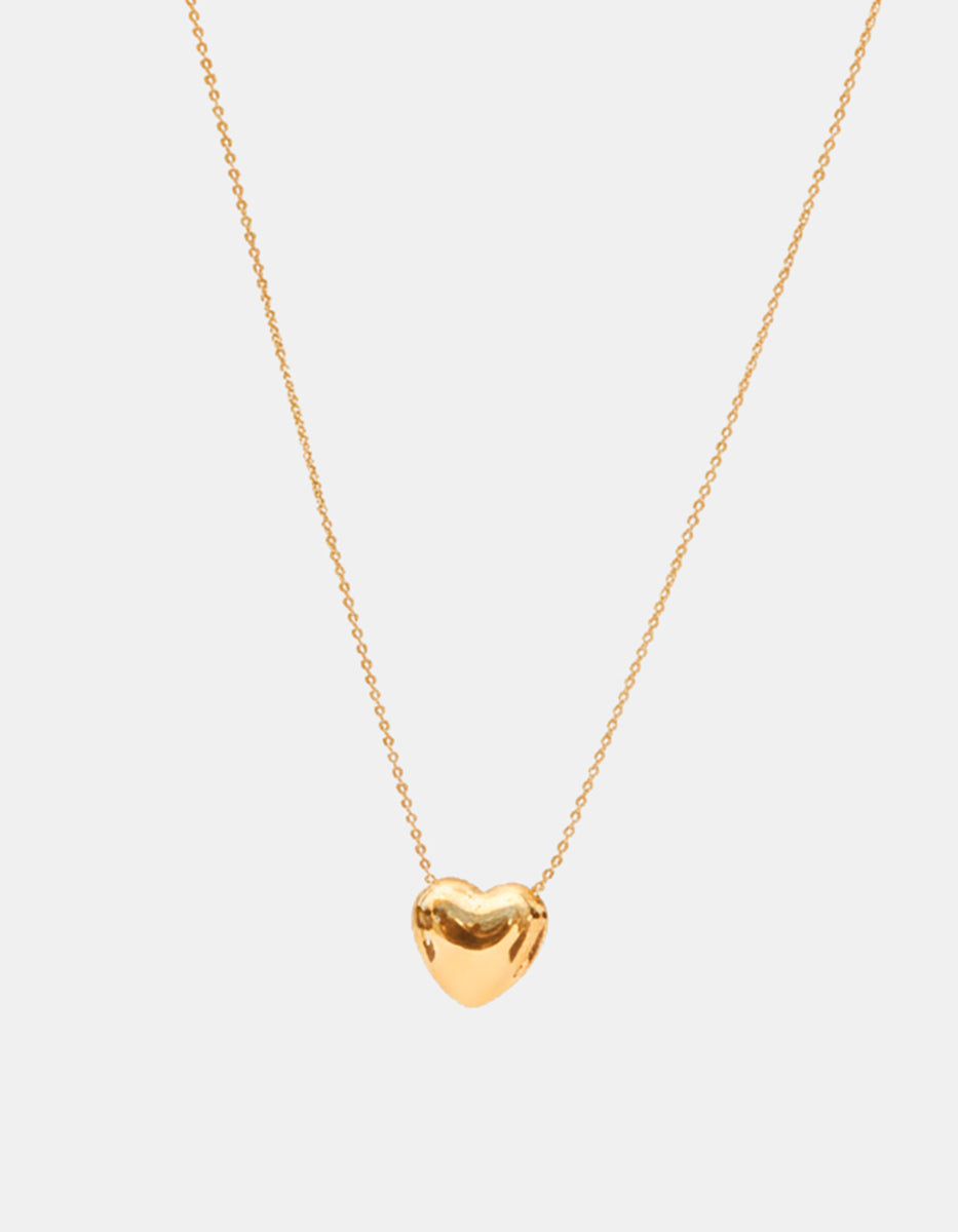 Collar en bronce con baño de oro 22 kt y dije en forma de corazón Love Story