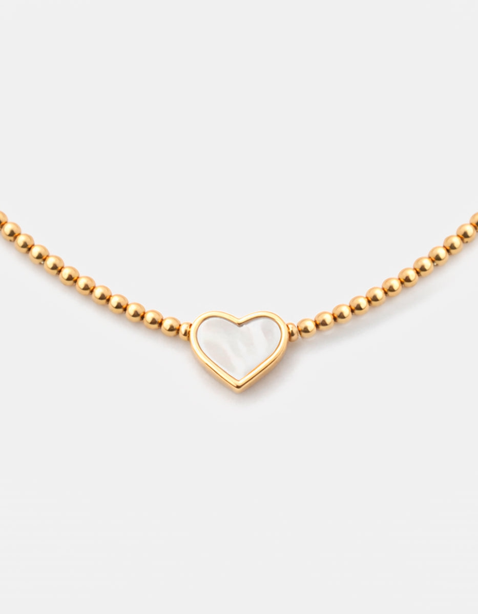 Collar gold-filled con perla mabe & charm corazón Love Story