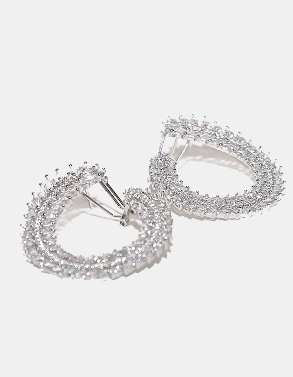 Aretes en Plata 925 bañados en Rodio Blanco con Topacios Blancos Sublime