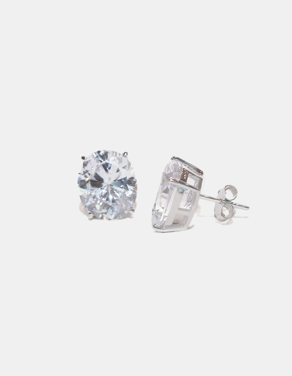 Aretes en Plata 925 bañados en Rodio Blanco con Topacios Blancos Sublime