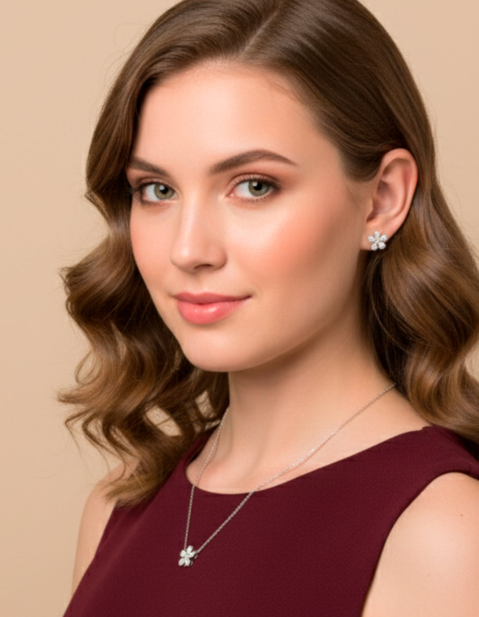 Set en Plata 925 bañados en Rodio Blanco con Topacios Blancos Sublime