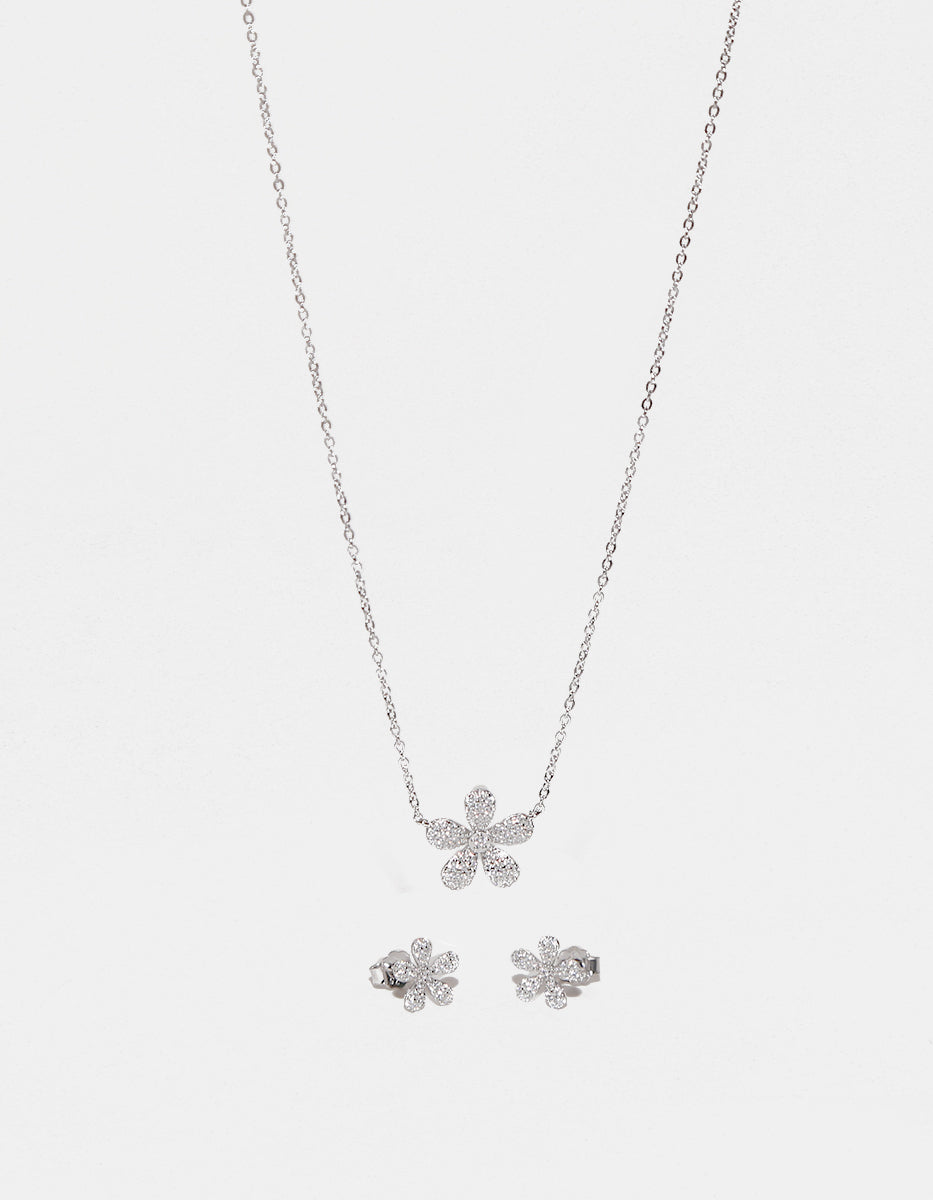 Set en Plata 925 bañados en Rodio Blanco con Topacios Blancos Sublime