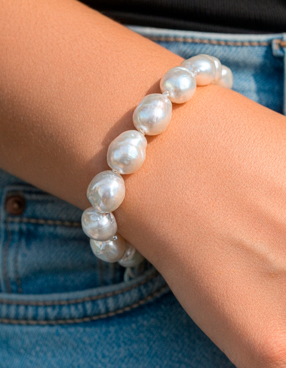 Pulsera perla japonesa barroca 15mm Crush