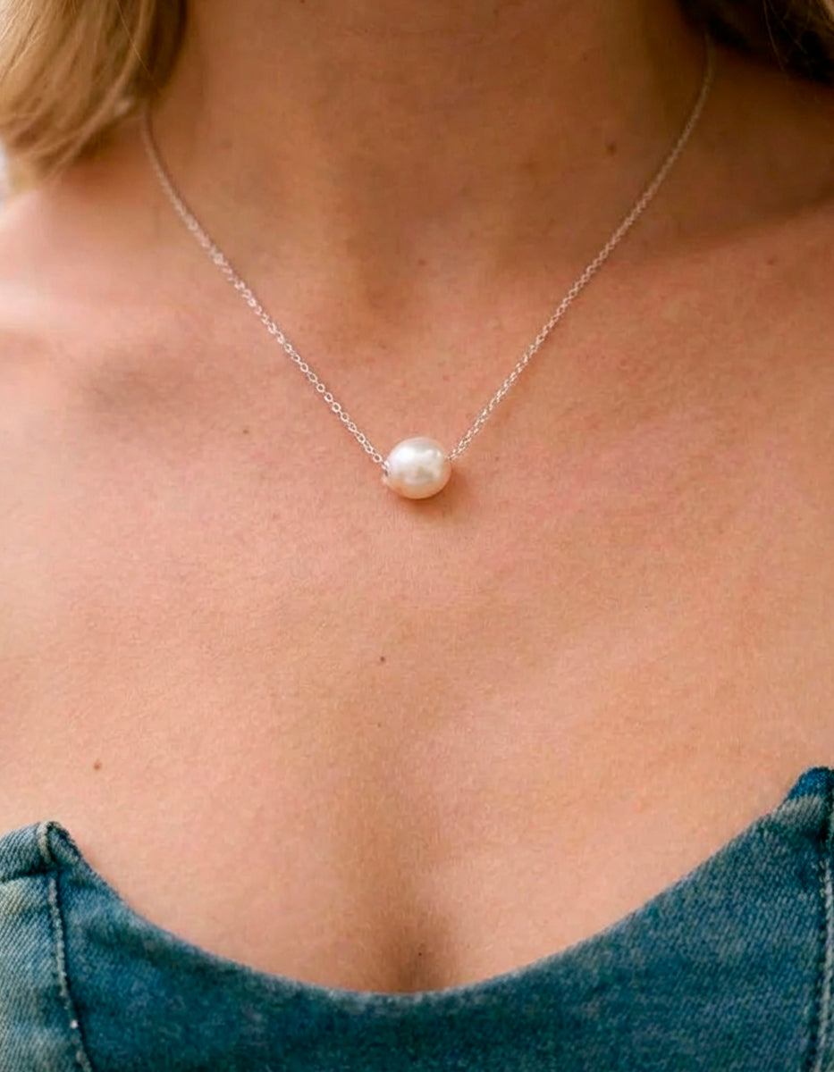 Collar con perla japonesa 14mm Crush