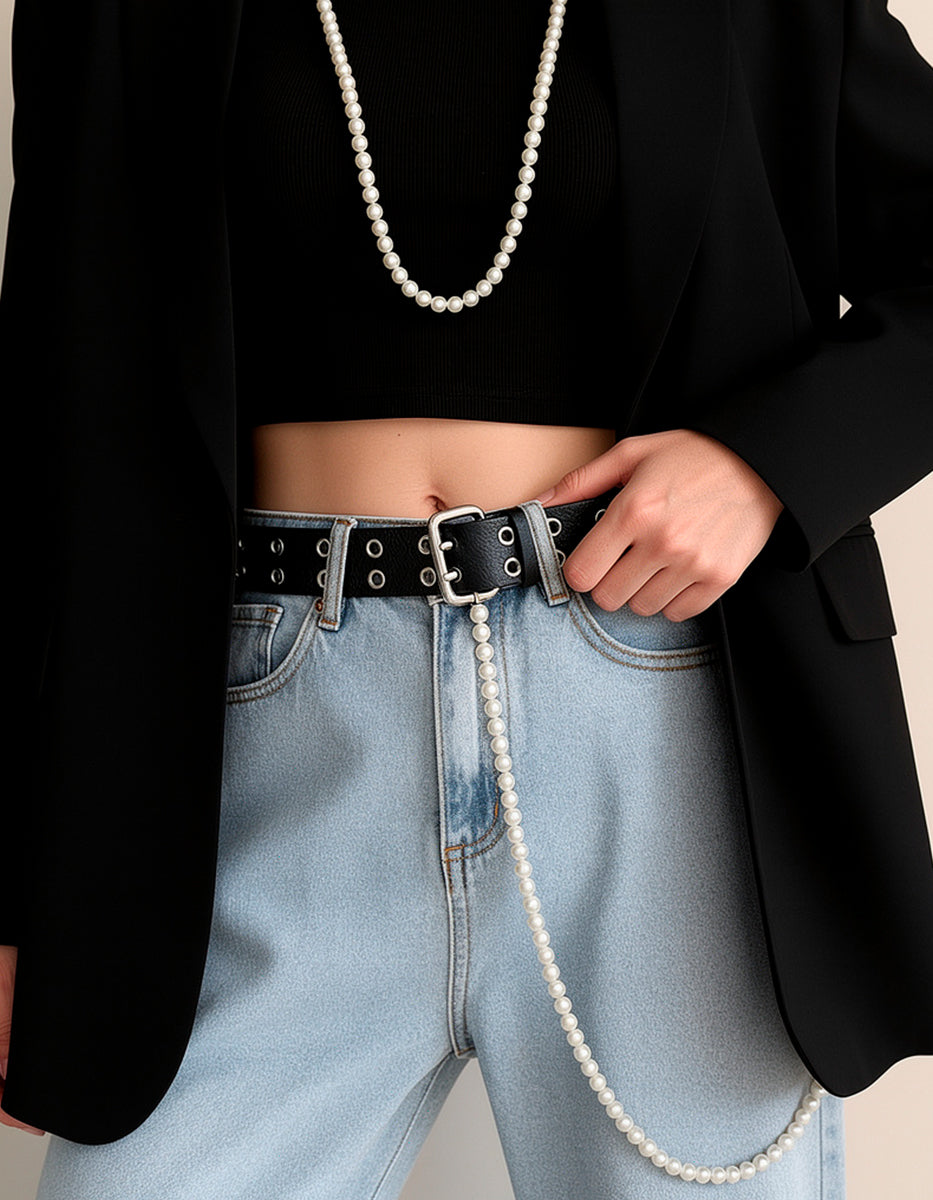 Collar anudado 55cm largo perla japonesa redonda 9mm Crush