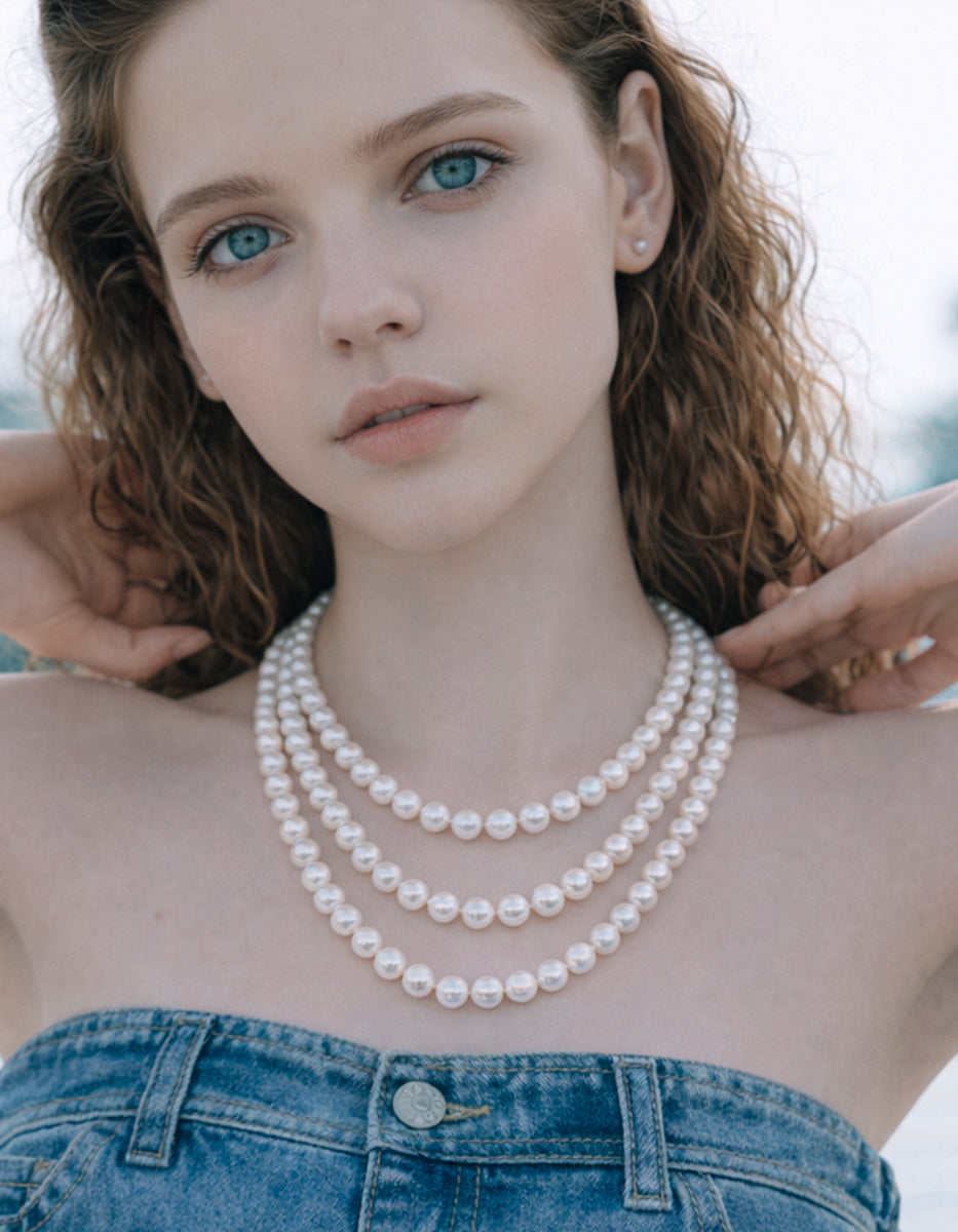 Collar anudado perla japonesa 55mm de 48cm largo Crush