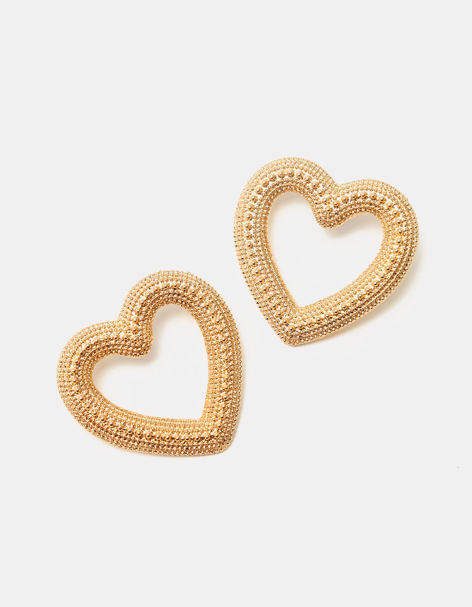 Aretes de bronce en baño de oro Love Story